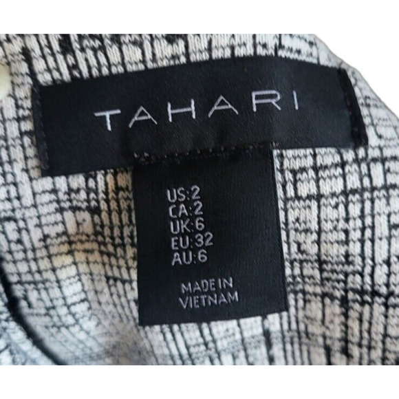 Tahari black and white tweed print dress with pockets, short sleeves, size 2 - Picture 4 of 5